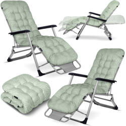 Sofotel Set șezlonguri, Sofotel ChillWell, verde, 95 x 98 x 60 cm, pliabil, căptușit, înclinabil până la poziție întinsă, greutate maximă suportată: 120 kg, set de 2 bucăți