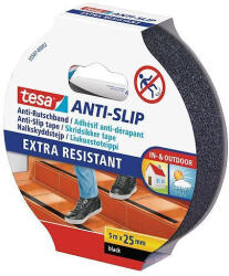 tesa Bandă antiderapantă, Tesa Anti-slip, negru, 2, 5 cm x 5 m, pentru interior și exterior, aderență foarte puternică, ruptibilă manual, rezistentă