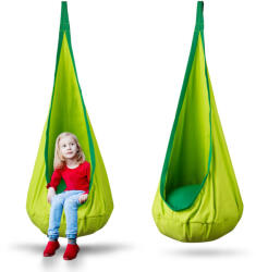 Neo-Sport Fotoliu suspendat pentru copii, Neo-Sport Kokon, verde, diametru: 55 cm, înălțime: 140 cm, cu cârlig de agățare, cu pernă, lavabil, capacitate de încărcare: 80 kg