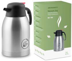 Berdsen Termos tip carafă, Berdsen BD-780, 2000 ml, argintiu, oțel inoxidabil, cu pereți dubli, pentru băuturi calde și reci, menține temperatura 12 ore, pentru ceai