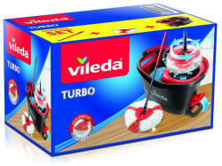 Vileda Set de mop, Vileda Turbo, cu găleată, cap din microfibră, eficient doar cu apă, curățare în profunzime fără detergenți