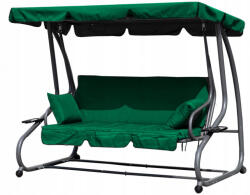 MultiGarden Leagăn de grădină, MultiGarden G2025-B, verde, 200 x 164 x 120 cm, pentru 3 persoane, cadru din oțel, copertină reglabilă, cu saltea și 2 perne, transformabil în pat, capacitate de încărcare: 300 kg