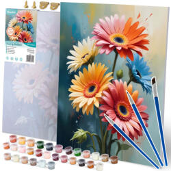 Massido Set pictură pe numere, Massido, model buchet de flori, 40 x 50 cm, multicolor, pânză numerotată, cu pensule și vopsele pe bază de apă