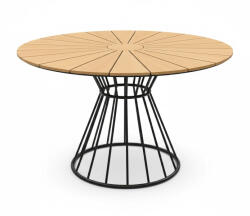  Masă de grădină, Artur, negru, rotund, diametru: 120 cm, înălțime: 74 cm, blat cu lamele din artwood, cadru din aluminiu