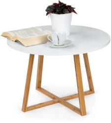 ModernHOME Masă de cafea, ModernHome RH1902-04, alb, diametru: 60 cm, rotundă, înălțime: 40 cm, picioare din lemn, blat din MDF Masa de cafea
