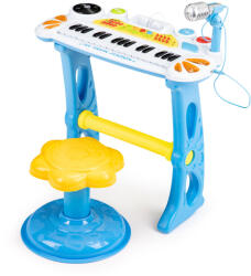 MULTISTORE Sintezator pentru copii, Multistore HC490441, albastru, 45 x 21 x 60 cm, 31 de clape, cu microfon, conexiune telefon/MP3, melodii preprogramate, pe baterii (3 x AA, neincluse), recomandat de la 3 ani