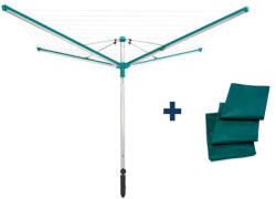 Leifheit 82008 Linomatic 600 Deluxe Cover uscător de rufe de exterior, argintiu, cu suprafață de uscare de 60 metri, cu sistem de deschidere Easy-Lift cu buton