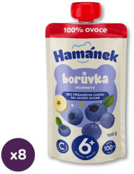 Hamánek tasakos gyümölcspüré alma-áfonya, 6 hó+ (8x100 g)