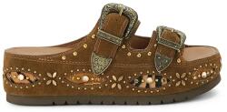 Kurt Geiger London șlapi cu platformă pentru femei din piele întoarsă Western Buckle Flatform 9BY2-KLDZTZ_82X (5843730209)