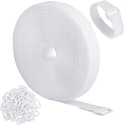 WSZJINB tépőzáras kábelrögzítő szalag 50 csattal - fehér - 10 m × 2 cm