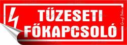 Casio Információs matrica, 14x5 cm, "Tűzeseti főkapcsoló (LUIN092)