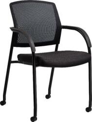  Tárgyalószék, szövetborítás, hálós háttámla, görgős, fekete acélváz, "Peru", fekete (BBSZV462) - irodaoutlet