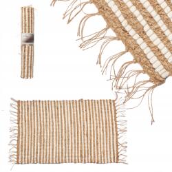 Gift Decor Juta Szőnyeg Rojtokkal Nappali Előszoba 60X90 CM Bézs Csíkos Fehér Boho (86090)