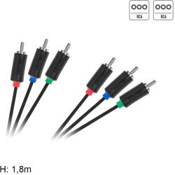 Cabletech RCA kábel, komponens 3RCA dugó - 3RCA dugó, 1, 8m (KPO3955-1,8)