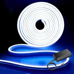  LED0147C Flexibilis neon LED szalag dekorvilágítás tápegységgel, kék színű, 5m