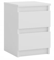 Puveromeble Éjjeliszekrény Fehér Éjjeli Asztal Két Fiók 30cm Hálószoba Nappali Iroda (szafka nocna biała SN2)