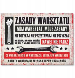 SteelPoster Fém poszter műhelyszabály vízszintes Tábla Tepsi 22 x 31 cm +ajándék (plakat dekoracyjny, metalowa tablica, szyld)