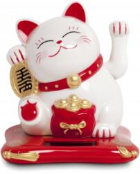 100 Japán szerencsecica Maneki Neko napelemes figura, fehér 10, 5cm (8715226951792)