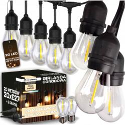EVI Kerti girland 20m 20LED Izzók Fénylánc Kültéri Lámpák IP44 (Lampki ogrodowe 20+3m - E27 20+2x LED)