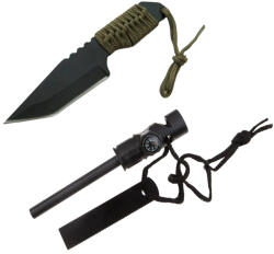 Depox Cutit de vanatoare DEPOX®, Jungle Guard, negru, 17.5 cm, teaca inclusa (2586)