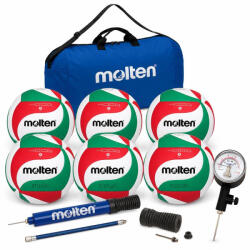 Molten Pachet 6 mingi volei Molten V5M4000 + geanta + pompa DHP21 + manometru PGA (6XV5M4000+PGA+DHP+ EK0046-B)