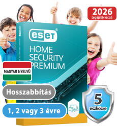 ESET home Security Premium (5 eszközre/2 évre/hosszabbítás) (Elektronikus licenc) 30% kedvezménnyel tanárok, diákok, nyugdíjasok, EÜ dolgozók részére (eset_home_security_premium_5pc_2ev_ho-akcio)