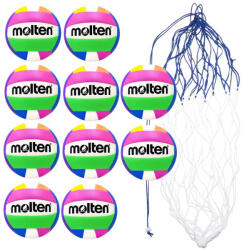 Molten Pachet 10 mingi volei Molten MS500-Neon outdoor + plasa sac BN10 (10XMS500-NEON-BN10)
