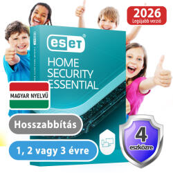 ESET HOME Security Essential hosszabbítás (4 eszköz / 2 év) (Elektronikus licenc) 30% kedvezménnyel tanárok, diákok, nyugdíjasok, EÜ dolgozók részére (eset_home_security_essential_4pc_2ev_akcio_hossz)