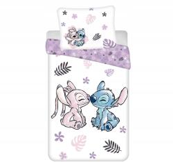 Jerry Fabrics Ágyneműhuzat 140x200 Lilo és Stitch fehér lila párnahuzat 50x70 August (53934)