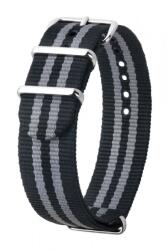 Hirsch NATO óraszíj "James Bond" Fekete és szürke - 18mm / M/L -270mm