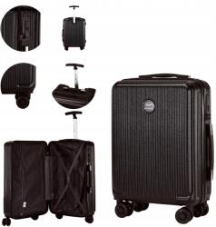 Wings Repülőgép bőrönd 55x38x20 Tsa Polikarbonát könnyű erős kabin 4 kerék (PC566-S-BLACK)