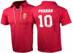  Puskás póló gyerek RETRO KORONÁS piros 9-11 éves