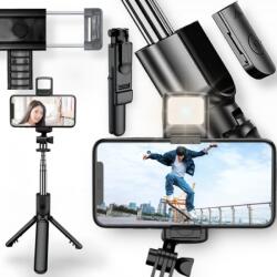  Selfie Bot Stick fogantyú Tripod Bluetooth Led Lámpa Állvány Távirányító Fogantyú (EB683)