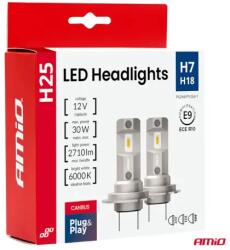 AMiO LED fényszóró izzók H25 Széria CANBUS H7 H18 12V 30W