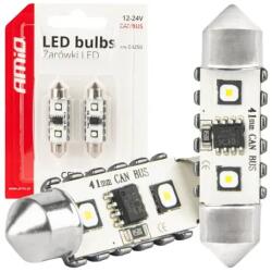 AMiO LED izzók CANBUS 12SMD Festoon C5W 3838 41mm White 12/24V