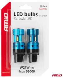 AMiO LED izzók CANBUS T20 7440 W21W 4SMD 1860 White 12V 24V