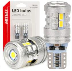 AMiO LED izzók STANDARD T10 W5W 6x3020 + 1x3030 SMD White 12V/24V