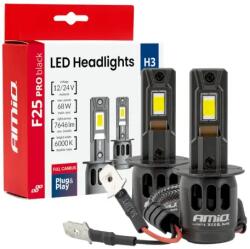 AMiO LED izzók fényszóró Sorozat F25 PRO BLACK FULL CANBUS H3 68W 12V/24V