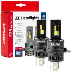 AMiO LED fényszóró izzók F25 PRO BLACK FULL CANBUS Széria H4 H19 70W 12V/24V