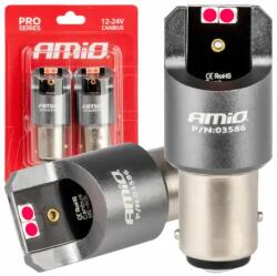 AMiO LED izzók CANBUS PRO sorozat BAY15D P21/5W 4x3030 SMD Red 12/24V AMIO-03586