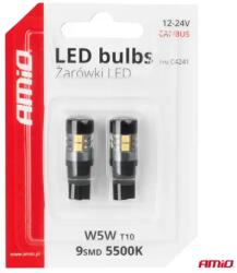 AMiO LED izzók CANBUS T10 W5W 9SMD 3030 White 12V 24V