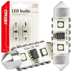 AMiO LED izzók CANBUS 12SMD Festoon C5W 3838 39mm White 12/24V
