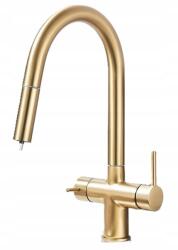CHDE Háromutas konyhai csaptelep szűrőhöz Arany DiVa Gold Mat (BKT-5362)