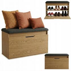 BOXIMO Cipősszekrény Mdf Ülőfelülettel És Tárolóval 80X50X35 CM Barna (B10008WO)