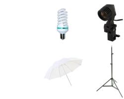 iShoot Kit Lumina Continua Studio Foto - Bec 85W 5500K, stativ 220 cm, Umbrela Difuzie 84 cm si Suport E27