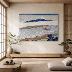  Katsushika Hokusai - A Tama-folyó Muszasi tartományban vászonkép (245238)