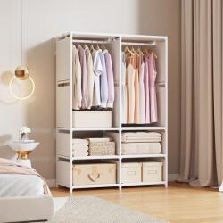 GALORWAY Dulap textil organizator, 2 coloane, alb, cadru metalic, 170x108x36 cm. Alb Garderoba