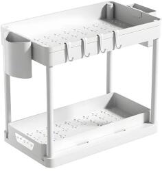 GALORWAY Raft de depozitare mobil, organizator pentru bucatarie/baie, cu 2 polite, carucior multifunctional, raft cu mai multe etaje, 39.5*21.6*37cm, Alb Raft
