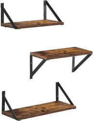 VASAGLE Set 3 rafturi de perete VASAGLE, montaj flexibil, maro rustic si negru (EZ-LWS442B01) Biblioteca