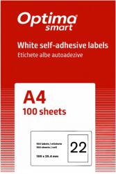  Etichete albe autoadezive 22/A4, 105 x 25.4 mm, 100 coli/top, Optima Smart (OP-422105254S)